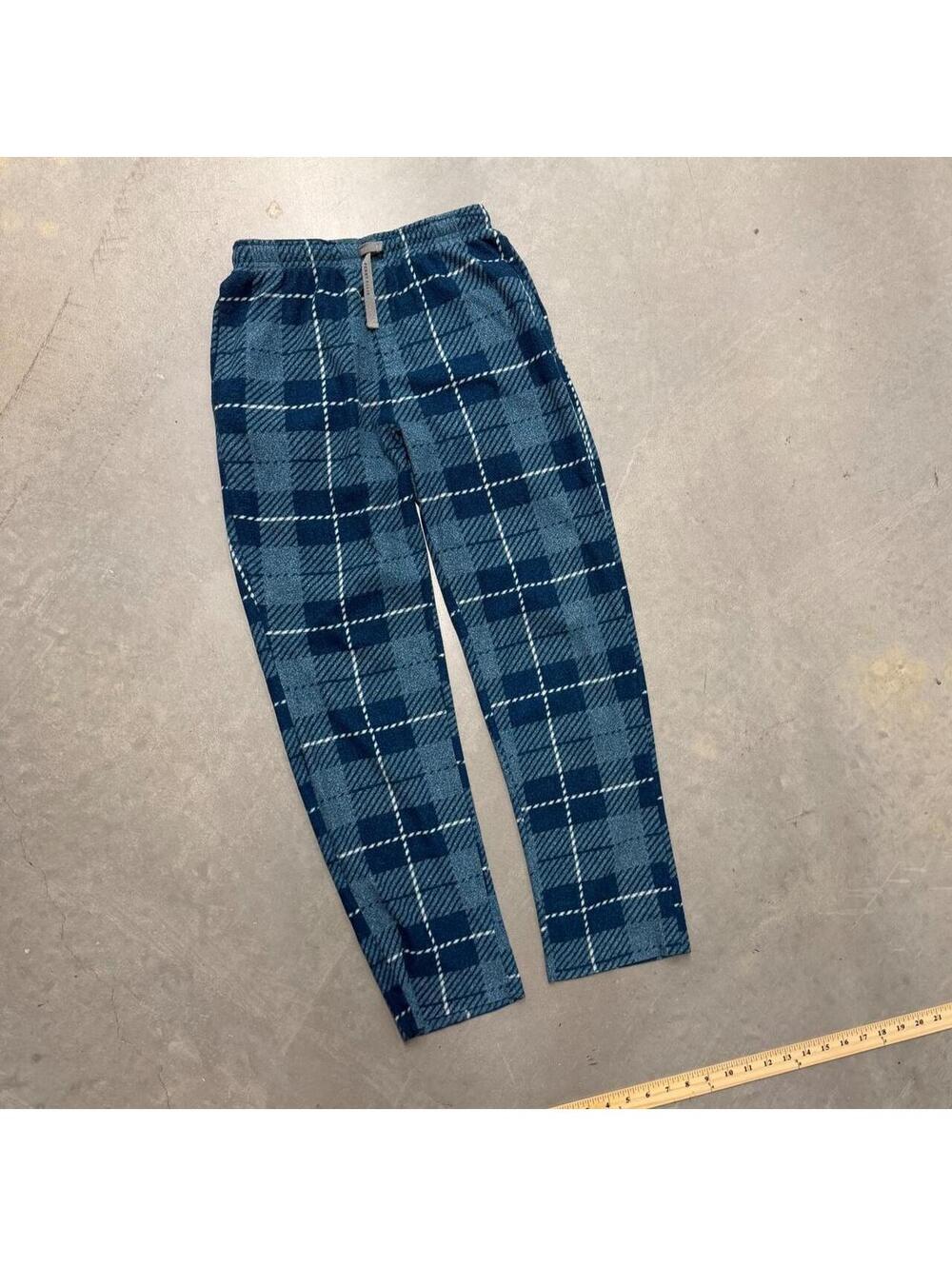 Men's Y2K Perry Ellis Portfolio Green Plaid Pajama Pants Sized Small